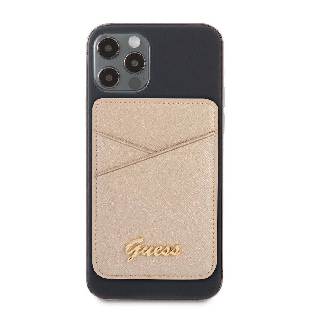 GUWMSSASLGO Guess Saffiano Cardslot Metal Logo zelta cena un informācija | Mobilo telefonu aksesuāri | 220.lv