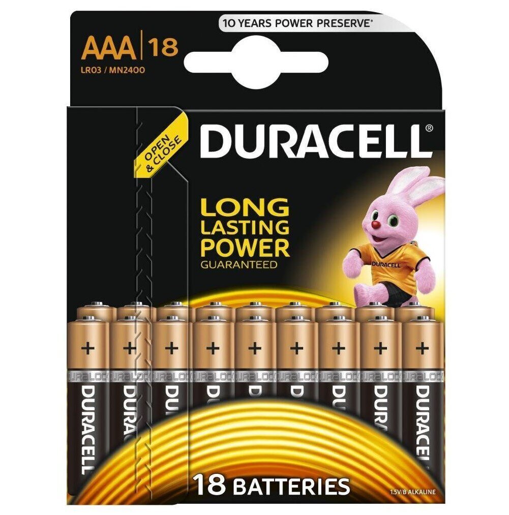 Duracell baterijas AAA MN2400 Alkaline LR03 1,5V, 18 gab. цена и информация | Baterijas | 220.lv