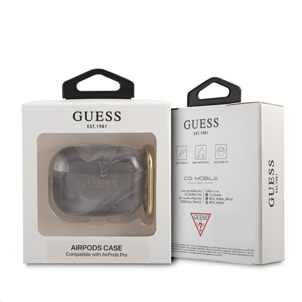 GUAPUNMK Guess TPU Shiny Marble maciņš Airpods Pro melns cena un informācija | Austiņu piederumi | 220.lv