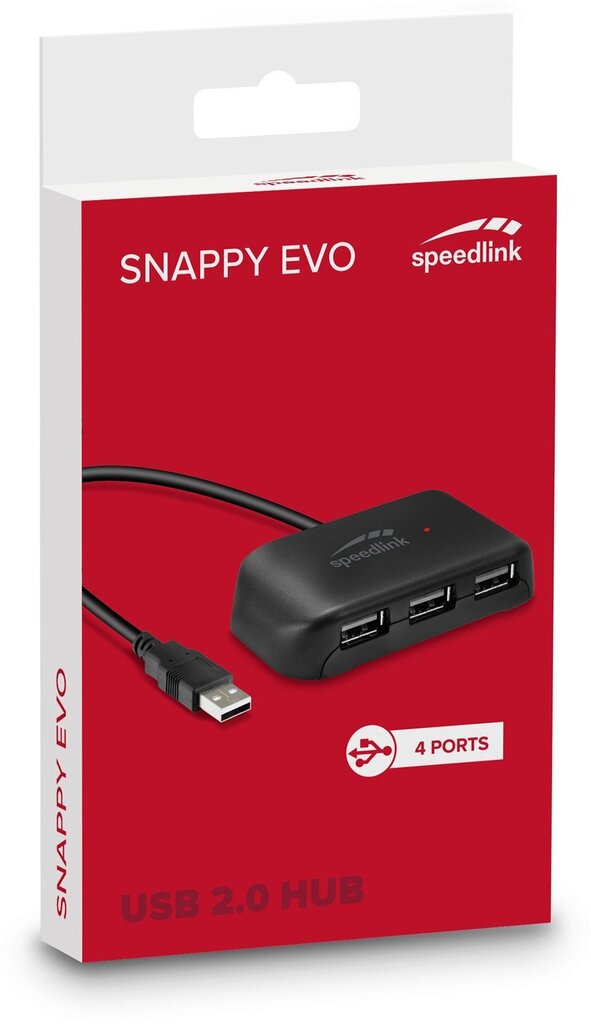 Speedlink USB hub Snappy Evo USB 2.0 4-port (SL-140004) cena un informācija | Kabeļi un vadi | 220.lv