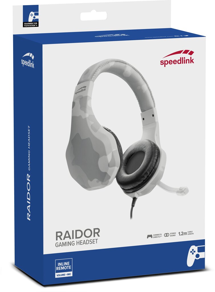 Speedlink austiņas + mikrofons Raidor PS4, baltas (SL-450303-WE) цена и информация | Austiņas | 220.lv