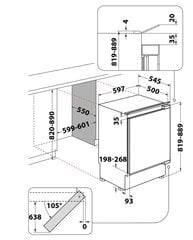 Whirlpool ARG585 iebūvējams ledusskapis ar saldētavu, 81.5 cm cena un informācija | Ledusskapji | 220.lv