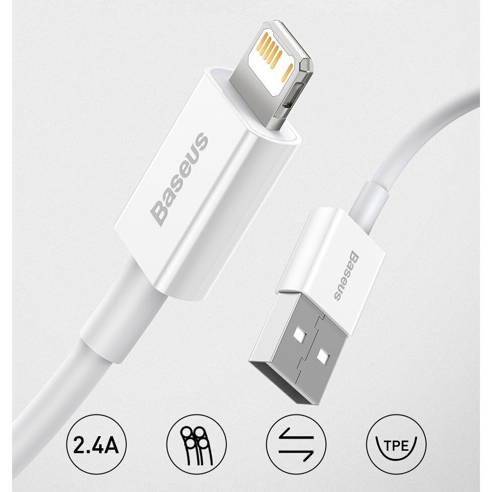 Kabelis Baseus Superior Cable USB - Lightning 2,4A ,1 m (CALYS-A03) цена и информация | Savienotājkabeļi | 220.lv