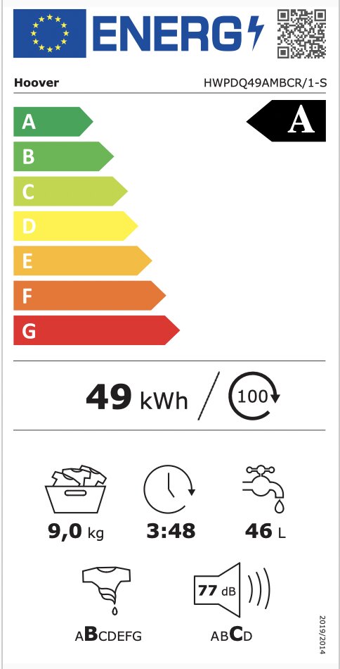 Hoover HW 49AMBCR/1-S cena un informācija | Veļas mašīnas | 220.lv