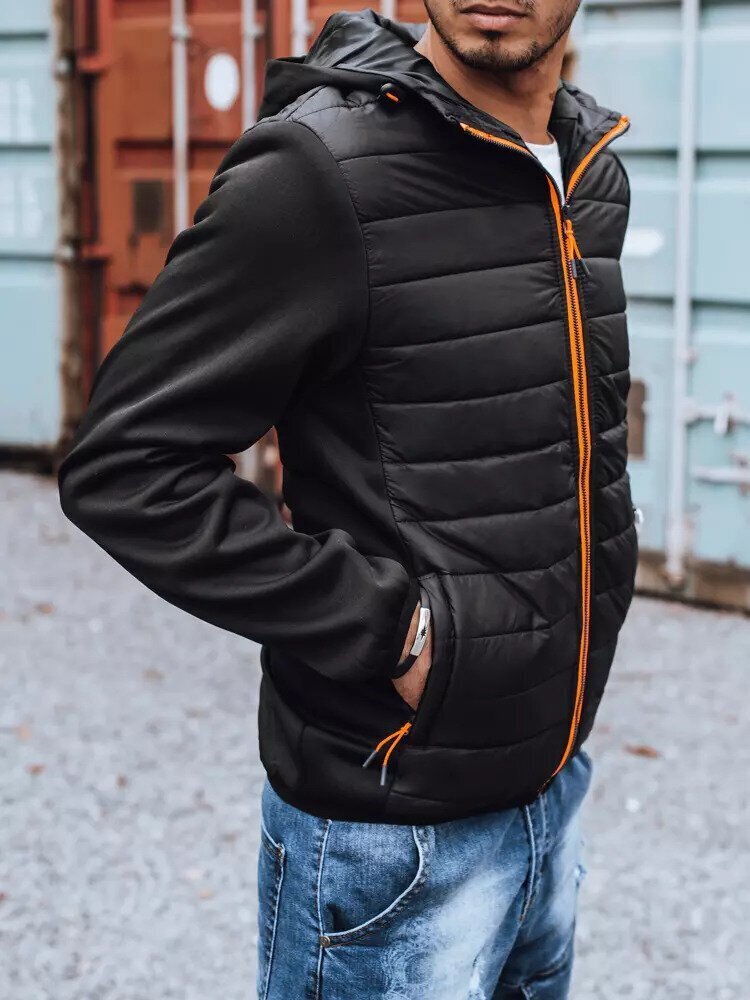 Melna vīriešu jaka ar oranžām detaļām "Olen" TX3785-44810-XXL цена и информация | Vīriešu virsjakas | 220.lv