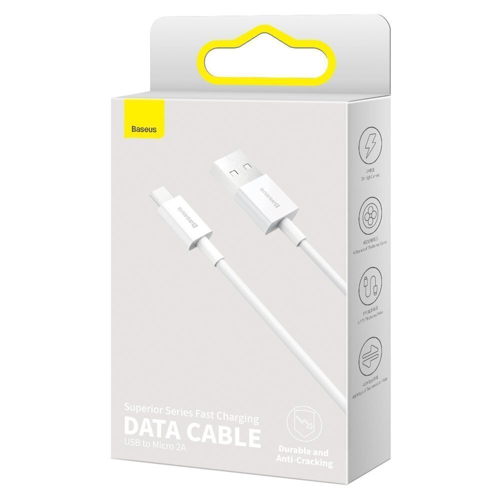 Kabelis Baseus Superior Series USB - micro USB fast charging data cable 2A, 1m (CAMYS-02) cena un informācija | Savienotājkabeļi | 220.lv