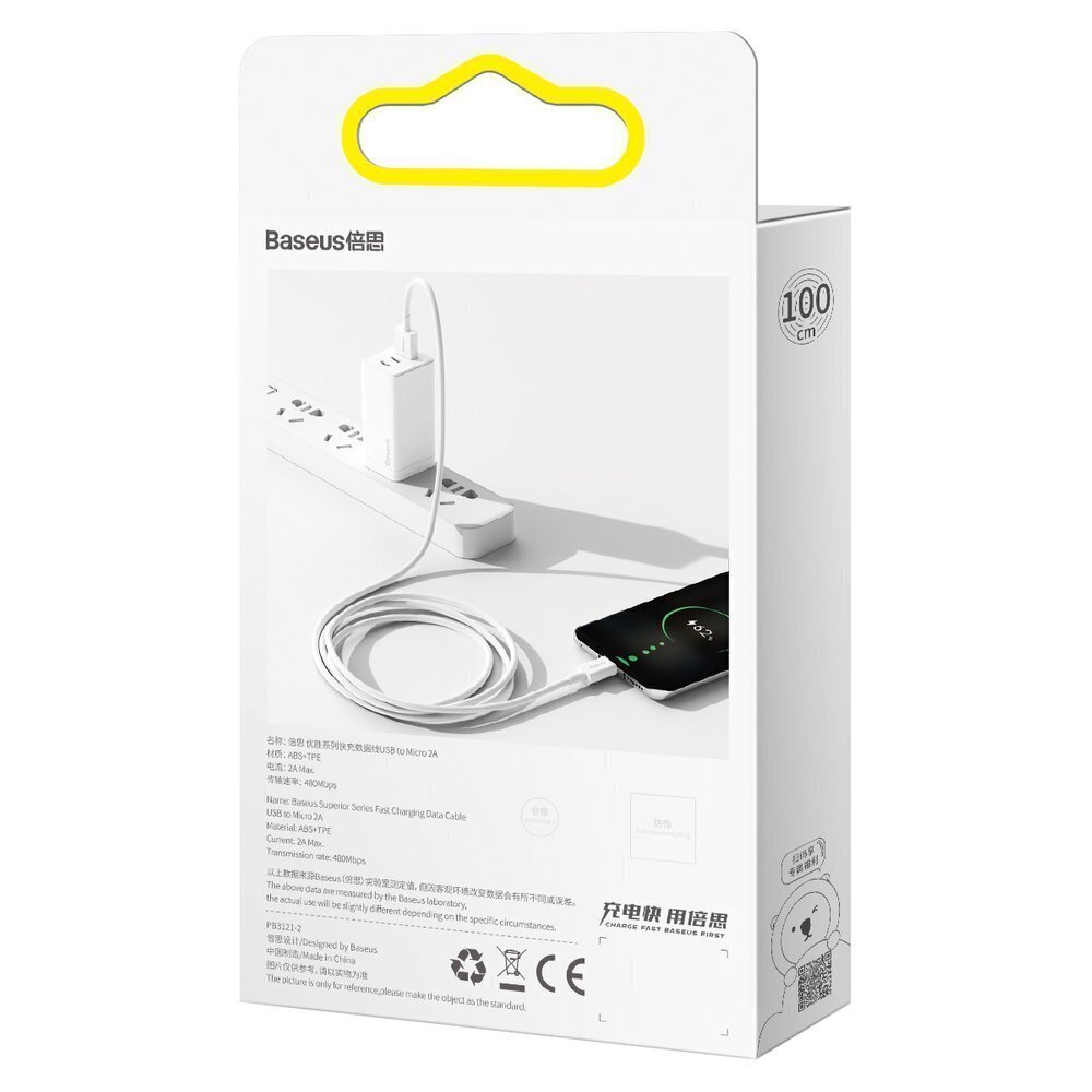 Kabelis Baseus Superior Series USB - micro USB fast charging data cable 2A, 1m (CAMYS-02) цена и информация | Savienotājkabeļi | 220.lv