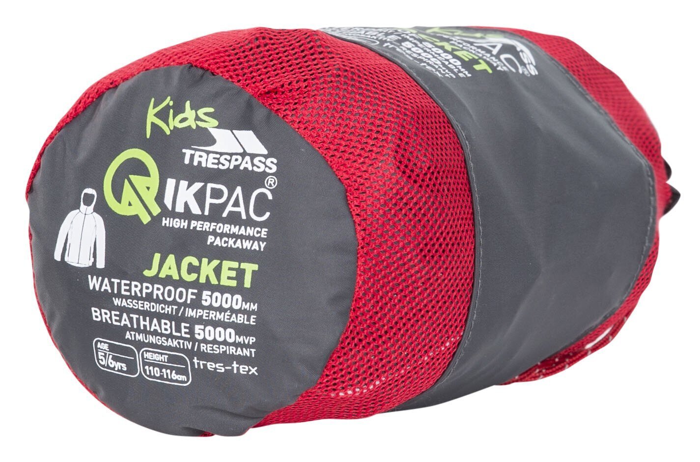 Lietus jaka bērniem Trespass Qikpack Waterproof UCJKRATR0001, pelēka cena un informācija | Lietus apģērbs bērniem | 220.lv