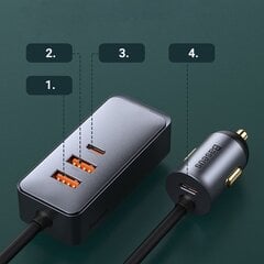 Lādētājs Baseus Share Together 2x USB / 2x USB Type C car charger 120W PPS, pelēks (CCBT-A0G) cena un informācija | Lādētāji un adapteri | 220.lv