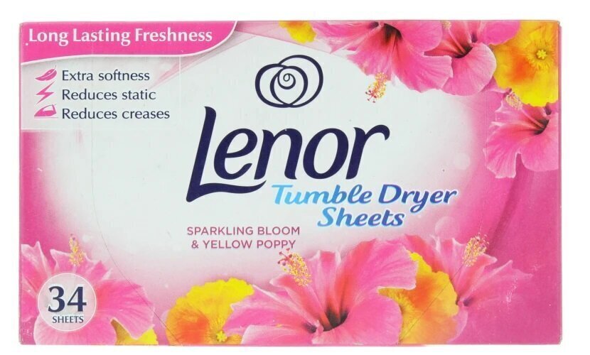 Lenor smaržīgas salvetes žāvētājam Sparkling Bloom & Yellow Poppy, 34 vnt cena un informācija | Veļas mazgāšanas līdzekļi | 220.lv