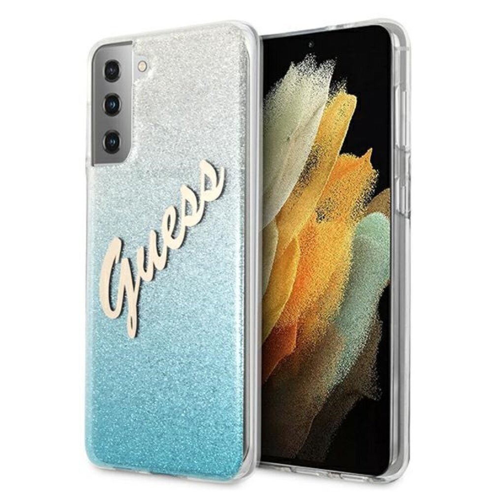 Guess vāciņš, piemērots Samsung S21 Ultra, Glitter Vintage Logo cena un informācija | Telefonu vāciņi, maciņi | 220.lv