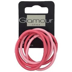 Резинки для волос Glamour Style, 6 шт., розовые цена и информация | Аксессуары для волос | 220.lv