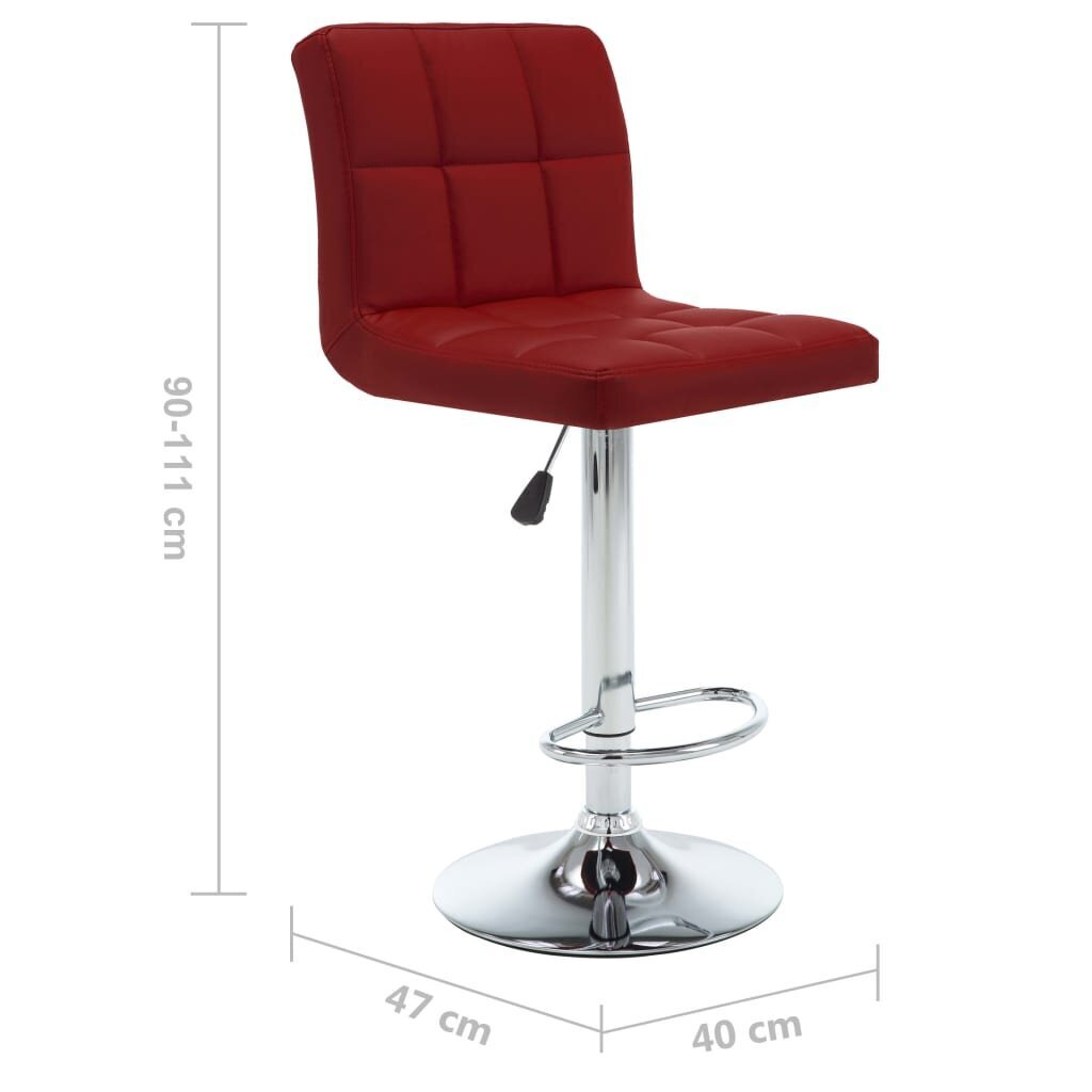 vidaXL bāra krēsli, 2 gab., vīnsarkana mākslīgā āda cena un informācija | Virtuves un ēdamistabas krēsli | 220.lv