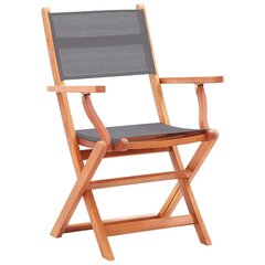 vidaXL dārza krēsli, 2 gab., pelēki, eikalipta masīvkoks un tekstilēns cena un informācija | Dārza krēsli | 220.lv