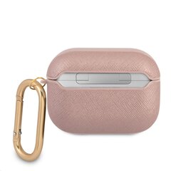 GUAPSASMP Guess Saffiano PC/PU Metal Logo maciņš Airpods Pro rozā цена и информация | Smart устройства и аксессуары | 220.lv