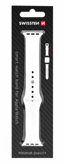 Cиликоновый ремешок Swissten для Apple Watch 1/2/3/4/5/6 / SE / 38 мм / 40 мм / белый цена и информация | Аксессуары для смарт-часов и браслетов | 220.lv