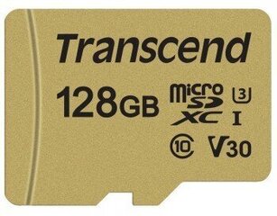 Transcend Gold 500S MICROSD W/ADP (V30) R95/W60 128GB cena un informācija | Atmiņas kartes fotokamerām | 220.lv