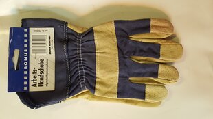 Перчатки №1, синяя ткань, вторая половина из свиной кожи с подкладкой 1/2 цена и информация | Рабочие перчатки | 220.lv