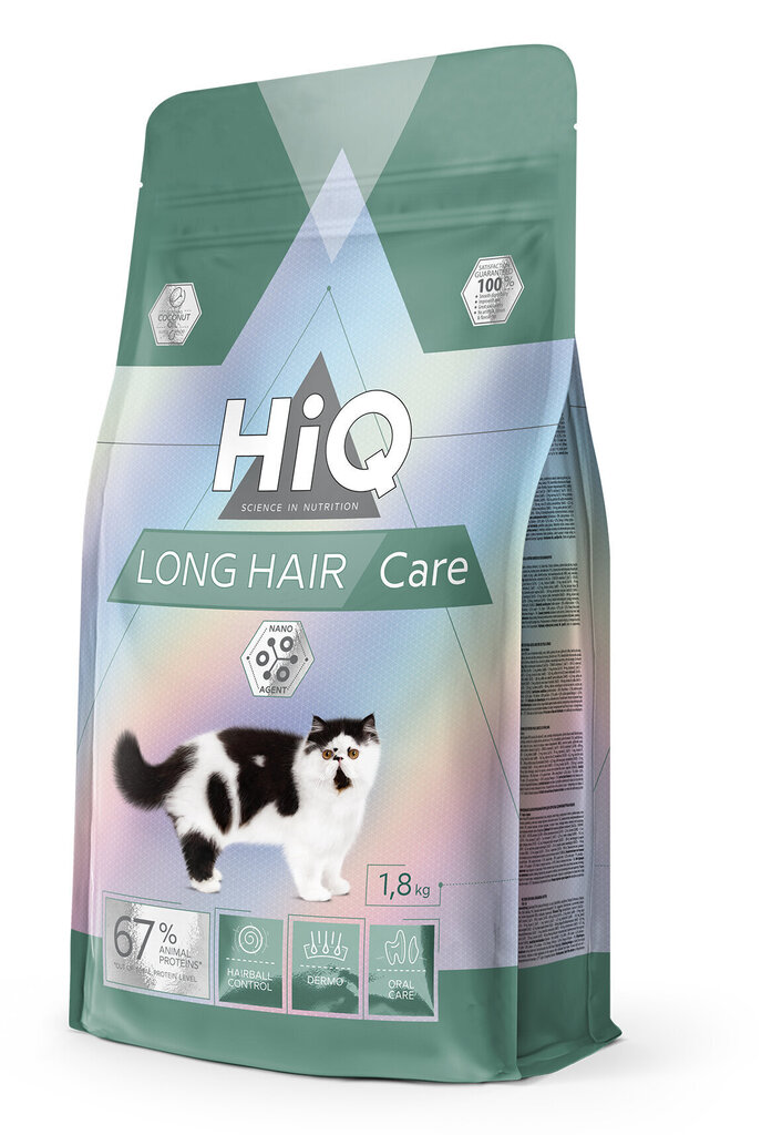 HiQ LongHair Care garspalvainiem kaķiem, 1.8 kg цена и информация | Sausā barība kaķiem | 220.lv