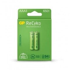 Uzlādējamas baterijas GP ReCyko NiMH AAA 650mAh EB2 cena un informācija | Baterijas | 220.lv