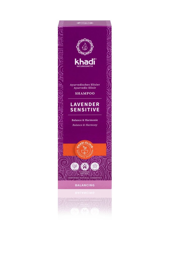 Ājurvēdas šampūns jutīgai galvas ādai Lavender Sensitive Elixier, Khadi 200 ml cena un informācija | Šampūni | 220.lv