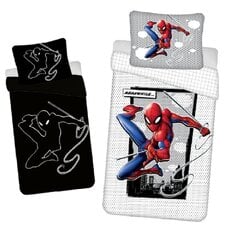 Bērnu spīdošs tumsā gultas veļas komplekts Spiderman 140x200 cm, 2 daļas цена и информация | Детское постельное бельё | 220.lv