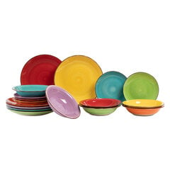 Keramikas šķīvju komplekts Rainbow, 18 gab cena un informācija | Trauki, šķīvji, pusdienu servīzes | 220.lv