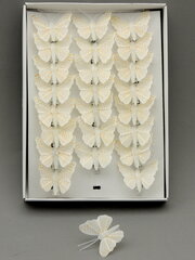 Бабочки белые с золотом, 24 шт. цена и информация | Принадлежности для флористики | 220.lv