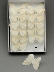 Бабочки белые с золотом. 12 шт. цена и информация | Принадлежности для флористики | 220.lv