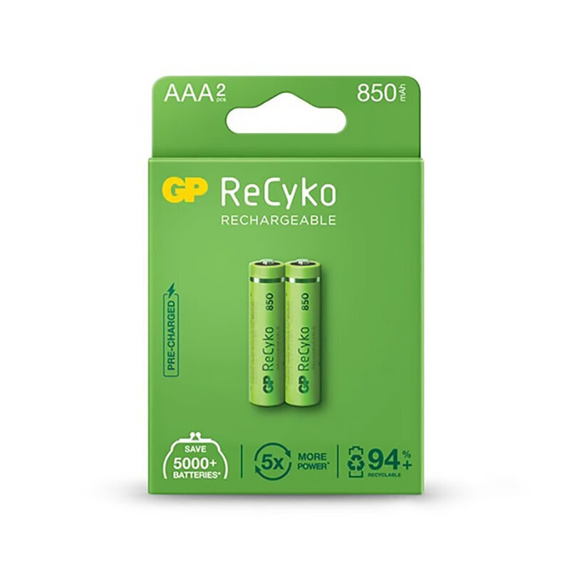 Uzlādējamās baterijas GP ReCyko NiMH AAA 850mAh EB2 cena un informācija | Baterijas | 220.lv