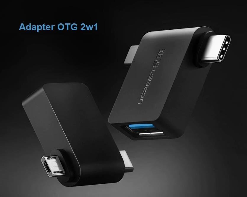 Ugreen OTG USB-A 3.0 uz USB-C līdz mikro-USB adapteris, melns цена и информация | Adapteri un USB centrmezgli | 220.lv