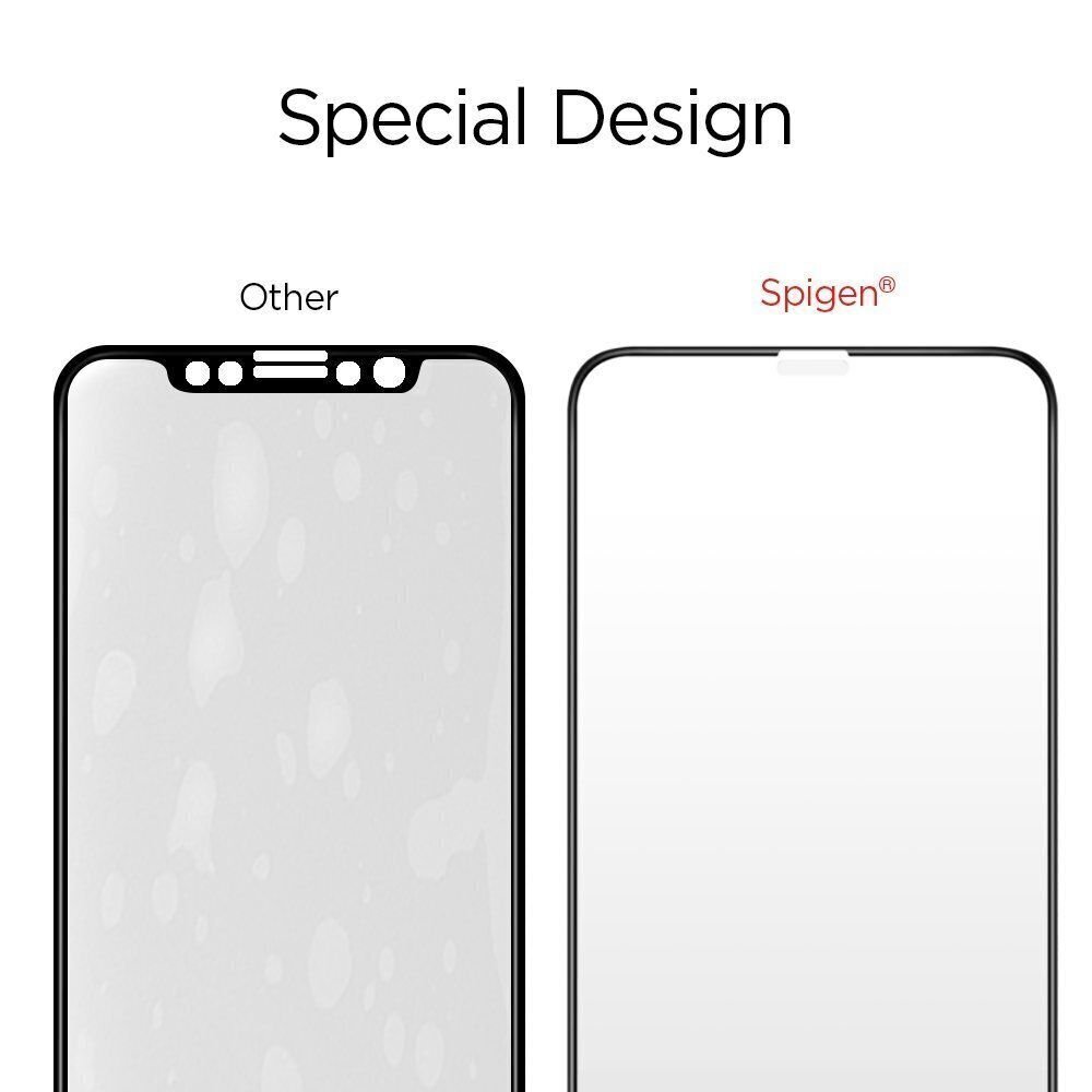 SPIGEN GLASS stikls paredzēts iPhone XI, iPhone XS, iPhone X, Melns cena un informācija | Ekrāna aizsargstikli | 220.lv