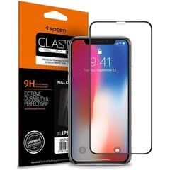 SPIGEN GLASS stikls paredzēts iPhone XI, iPhone XS, iPhone X, Melns cena un informācija | Ekrāna aizsargstikli | 220.lv