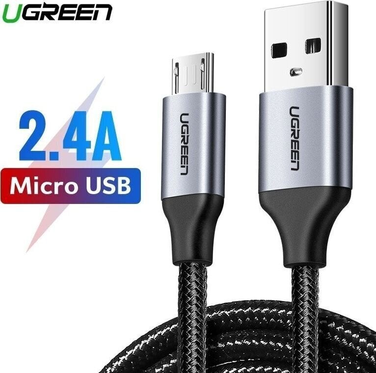 Ugreen US290 mikro USB kabelis, QC 3.0, 2.4A. 1,5 m, melns cena un informācija | Savienotājkabeļi | 220.lv