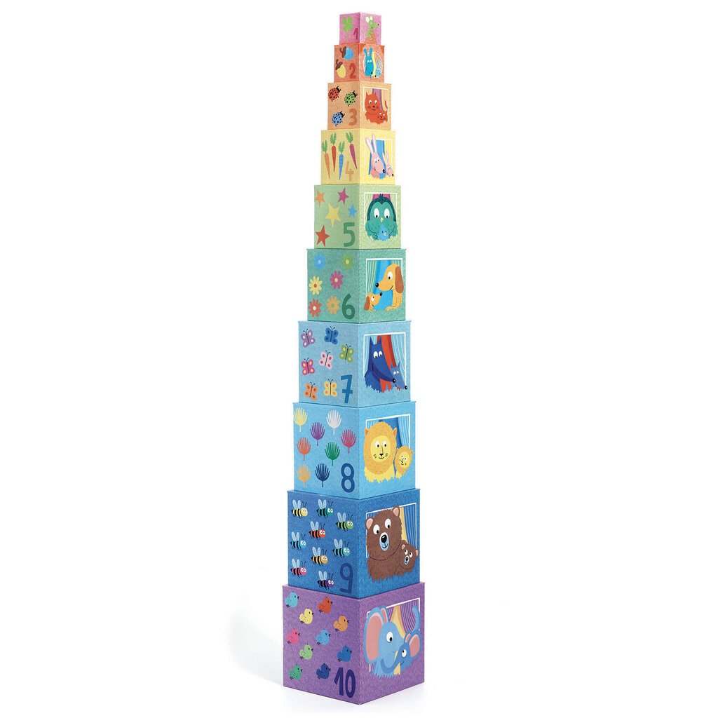 Klucīšu piramīda Varavīksne Djeco, DJ08510, 10 gab. cena un informācija | Rotaļlietas zīdaiņiem | 220.lv