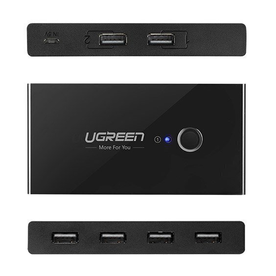 Ugreen US216 USB 2.0 komutācijas adapteris, melns cena un informācija | Adapteri un USB centrmezgli | 220.lv