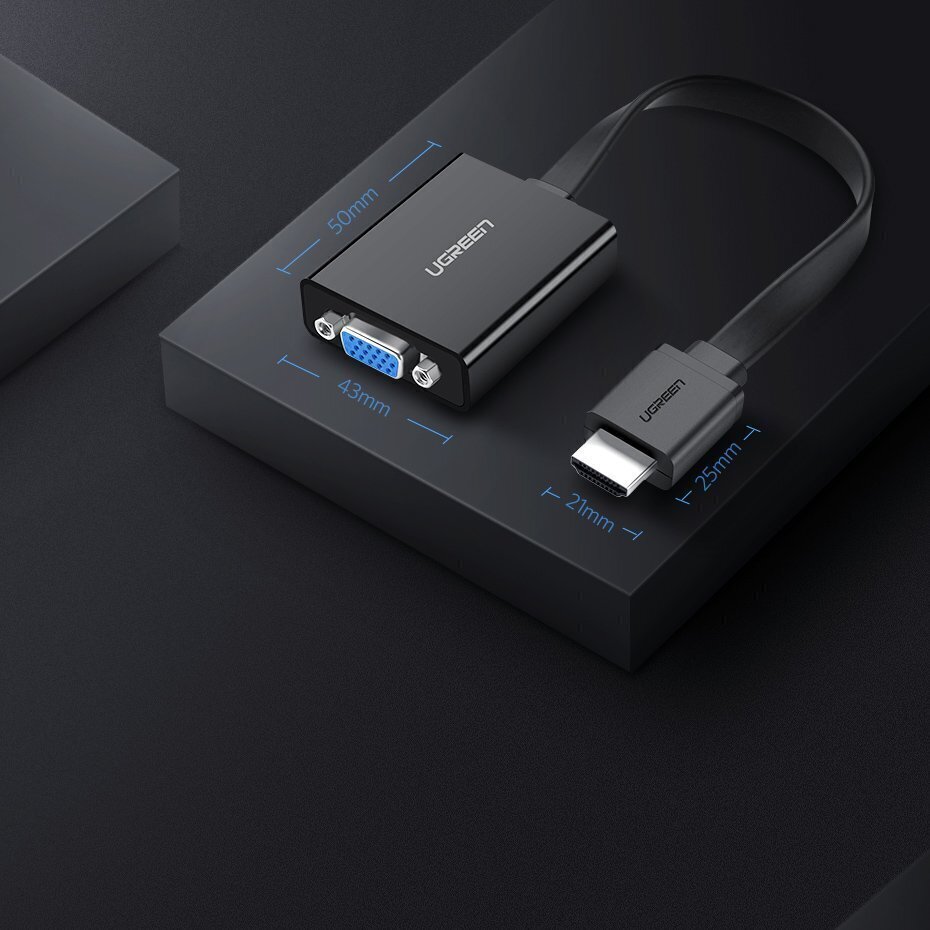 Ugreen HDMI - VGA micro USB adapteris cena un informācija | Adapteri un USB centrmezgli | 220.lv