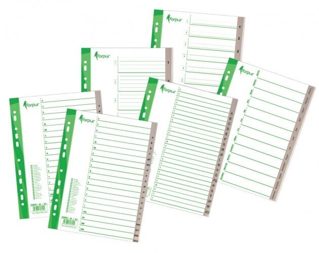 No plastmasas izgatavoti sadalītāji dokumentiem FORPUS, 1-12, vienkrāsaini, A4+ cena un informācija | Kancelejas preces | 220.lv
