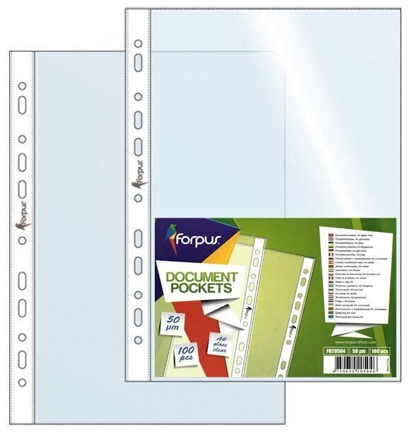 Kabatiņas A4, 50 µm, caurspīdīgas, 100 gab. cena un informācija | Kancelejas preces | 220.lv