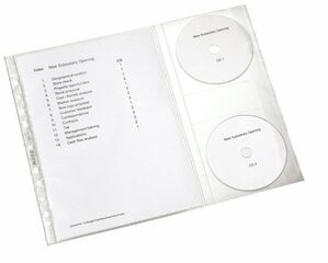 Файлы Esselte с 2 карманами для компакт-дисков, А4, прозрачные, 5 шт. цена и информация | Канцелярия | 220.lv