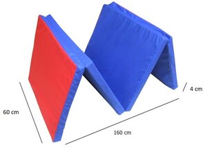 Saliekams vingrošanas matracis Sanro, 160x60x4cm, zili-sarkans cena un informācija | Vingrošanas paklāji | 220.lv