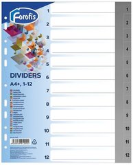 Sadalītāji dokumentiem FOROFIS, 1-12, krāsaini, A4 цена и информация | Тетради и бумажные товары | 220.lv