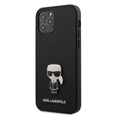 Жесткий чехол Karl Lagerfeld KLHCP12LIKMSBK Saffiano Ikonik Metal для iPhone 12 Pro Max 6,7", черный цена и информация | Чехлы для телефонов | 220.lv