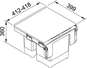 Мусорный бак Franke Sorter Garbo 45-2, 18 л +12 л цена и информация | Мусорные баки | 220.lv