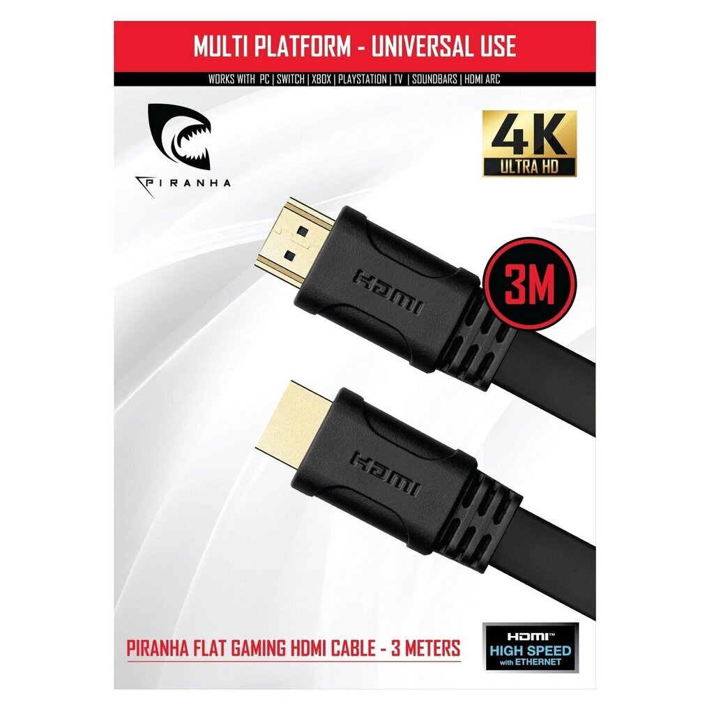 Piranha High Speed HDMI 2.0 Cable, 3m cena un informācija | Kabeļi un vadi | 220.lv