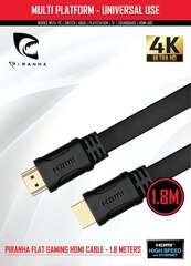 Piranha High Speed HDMI Cable 1.8M cena un informācija | Kabeļi un vadi | 220.lv