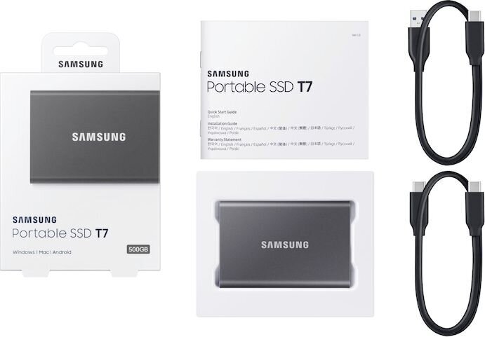 Ārējais SSD cietais disks T7, Samsung / 500 GB cena un informācija | Iekšējie cietie diski (HDD, SSD, Hybrid) | 220.lv