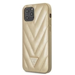 Aizmugurējais vāciņš Guess    Apple    iPhone 12/12 Pro V Quilted Cover    Gold cena un informācija | Telefonu vāciņi, maciņi | 220.lv