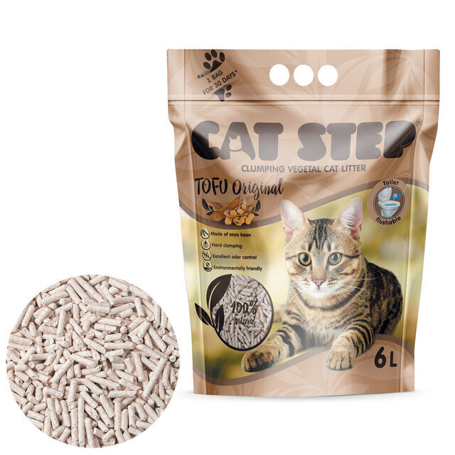 CAT STEP TOFU ORIGINAL KAĶU SMILTIS 2,7 KG/6L cena un informācija | Kaķu smiltis, pakaiši | 220.lv