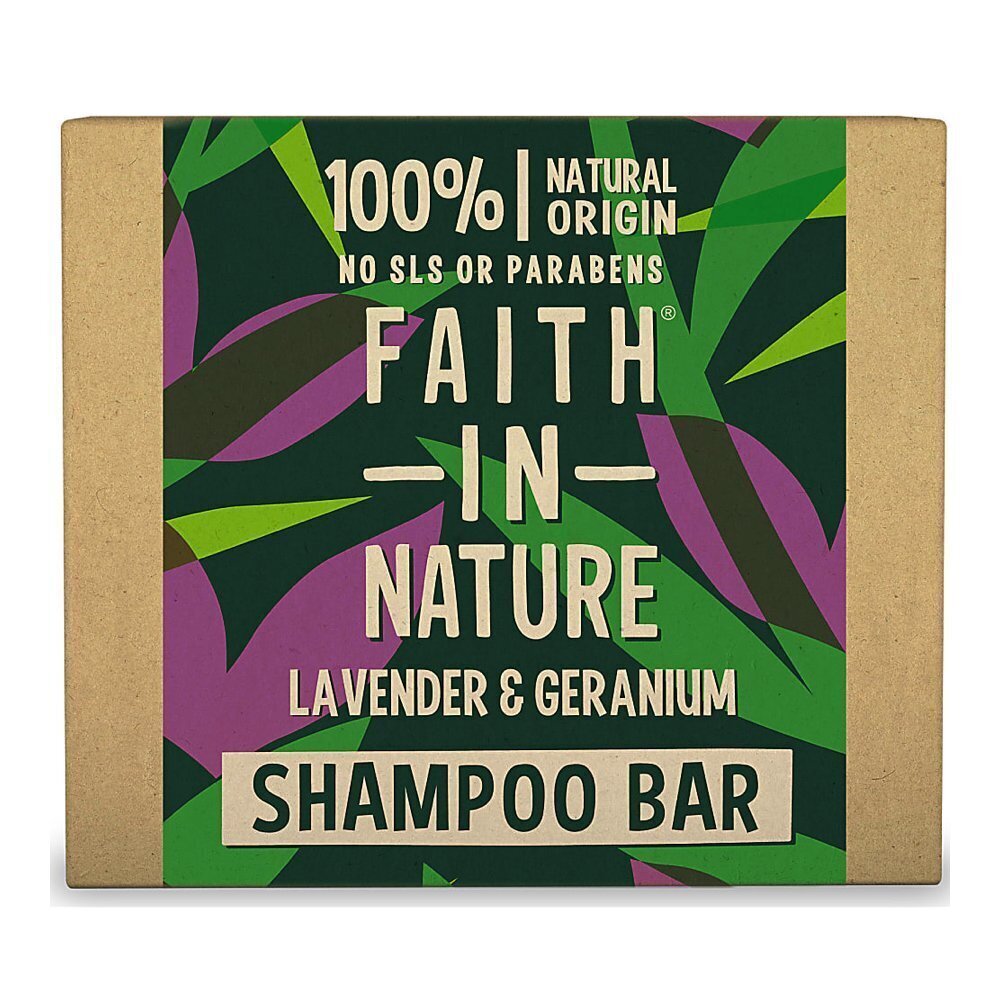 Faith in Nature matus barojošs cietais šampūns ar lavandu un ģerāniju, 85g cena un informācija | Šampūni | 220.lv